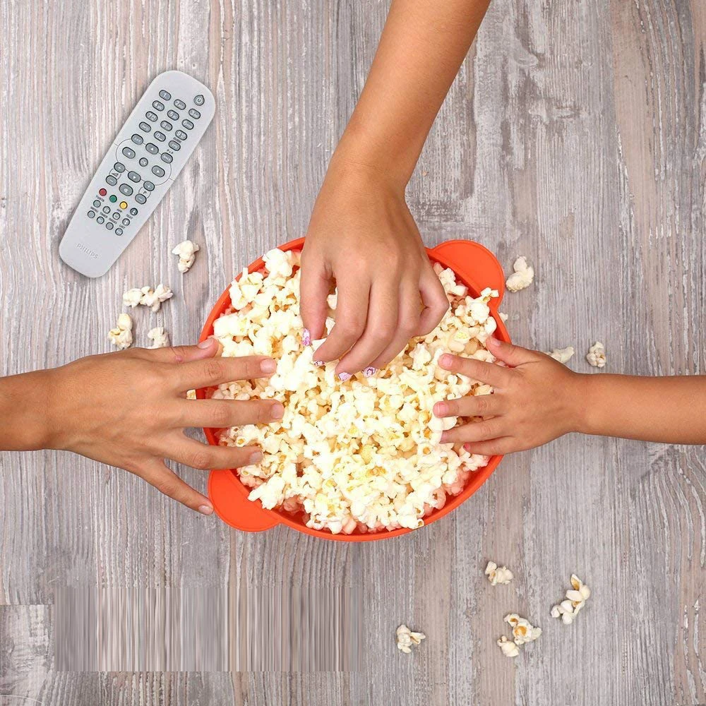 Recipiente plegable de silicona para palomitas de maíz, utensilio de cocina de para hacer palomitas de maíz en microondas, cubo para hacer cuencos con tapa