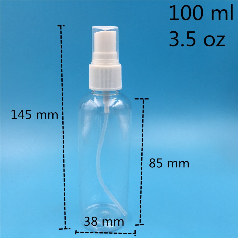 50 stuks 10 60 100 120 150 ml doorzichtige hervulbare plastic spray parfumflesjes lege cosmetische container: 100ml 3.5 oz 50 stuks