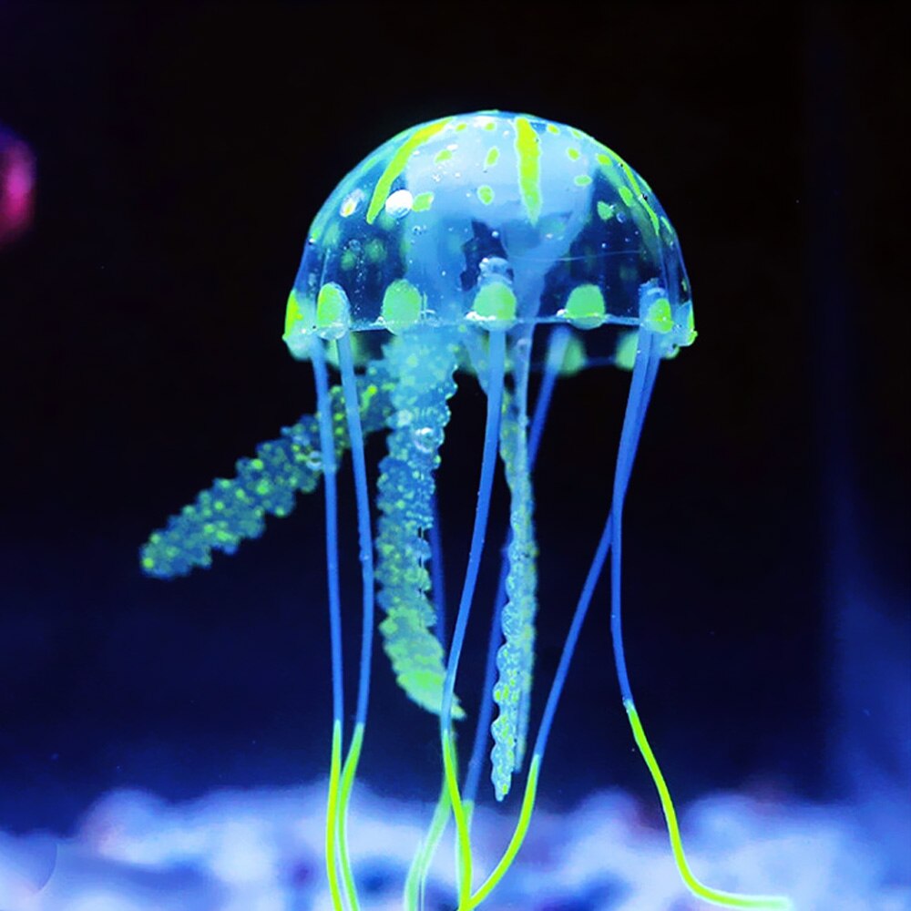 HILIFE 1pc Silikon Simulierte Quallen Aquarium Dekor Ornament Aquarium Dekoration glühend Künstliche lebendig Quallen