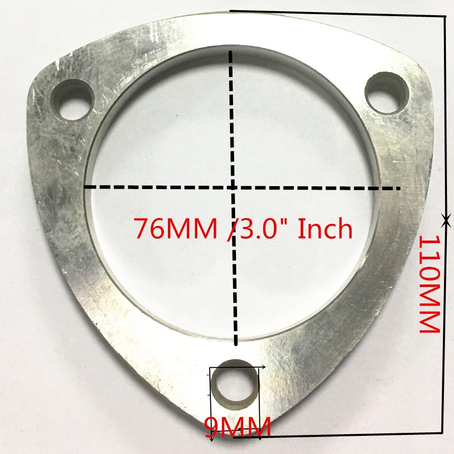 Rustfrit stål trekant 3 bolte 2 " 2.5 " 3 " lyddæmper udstødningsrør flange pakning header ned manifold samler bil flanger
