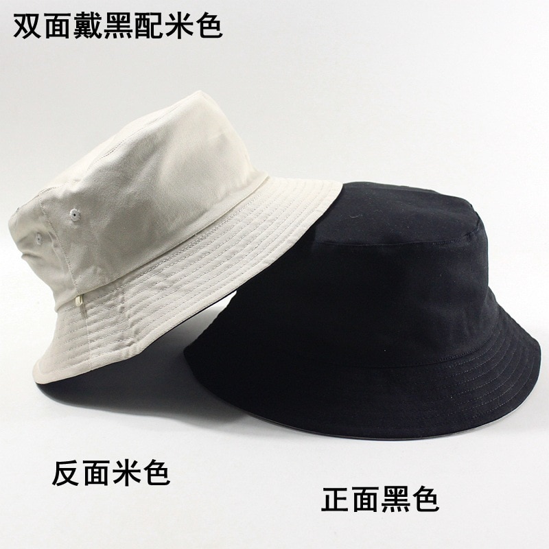 Große größe angeln hüte großen kopf mann sommer sonnenhut zwei seiten tragen Panama kappen Plus größen eimer hüte 57 -59cm 60-62cm 63-64cm: Schwarz Beige / 57 zu 59cm