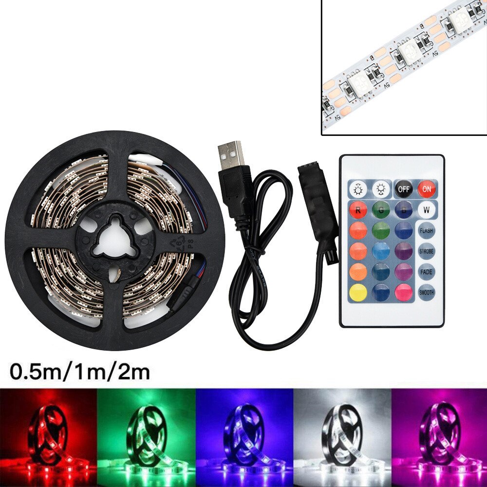 100CM USB LED Strip Light TV Back Lamp 5050RGB Colour Changing+Remote Control
