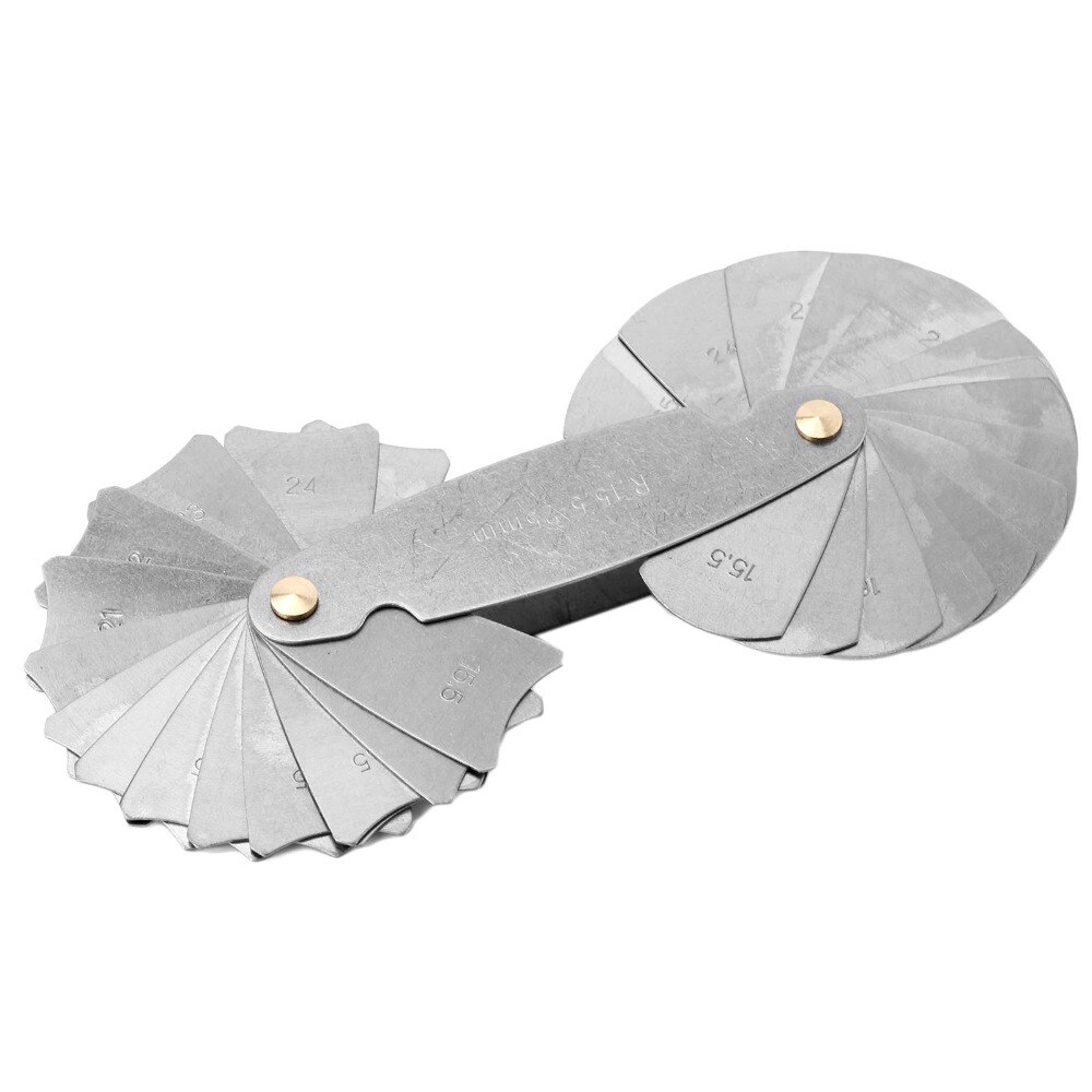 4 Pcs Radius Gauges Set R0.3-1.5/R1-7mm/R7.5-15mm/R15.5-25mm Stainless Steel R1-6.5 7-14.5 15-25 26-80 Concave Convex arc tools