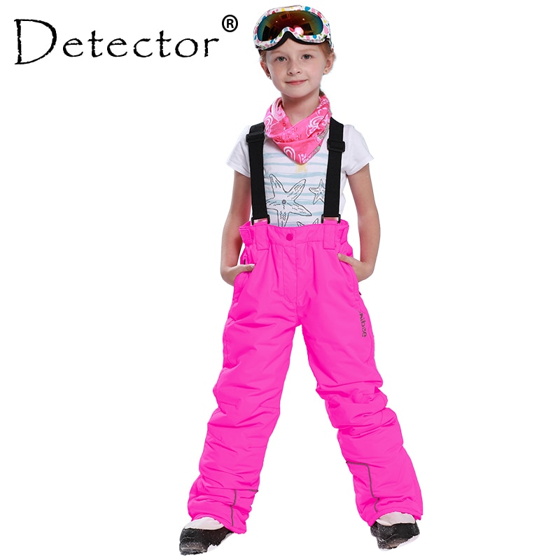 Detector Winter Girls Ski Pants Windproof Overall Pants Tracksuits for Children Waterproof Warm Kids Boys Snow Ski Trousers