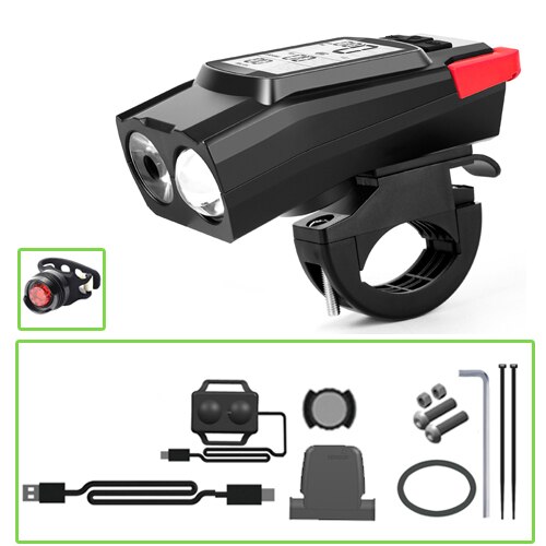 Campanello per bici anello elettronico avvisatori acustici faro per Computer 3 in 1 120DB accessori per biciclette con allarme ad aria forte: Red H2