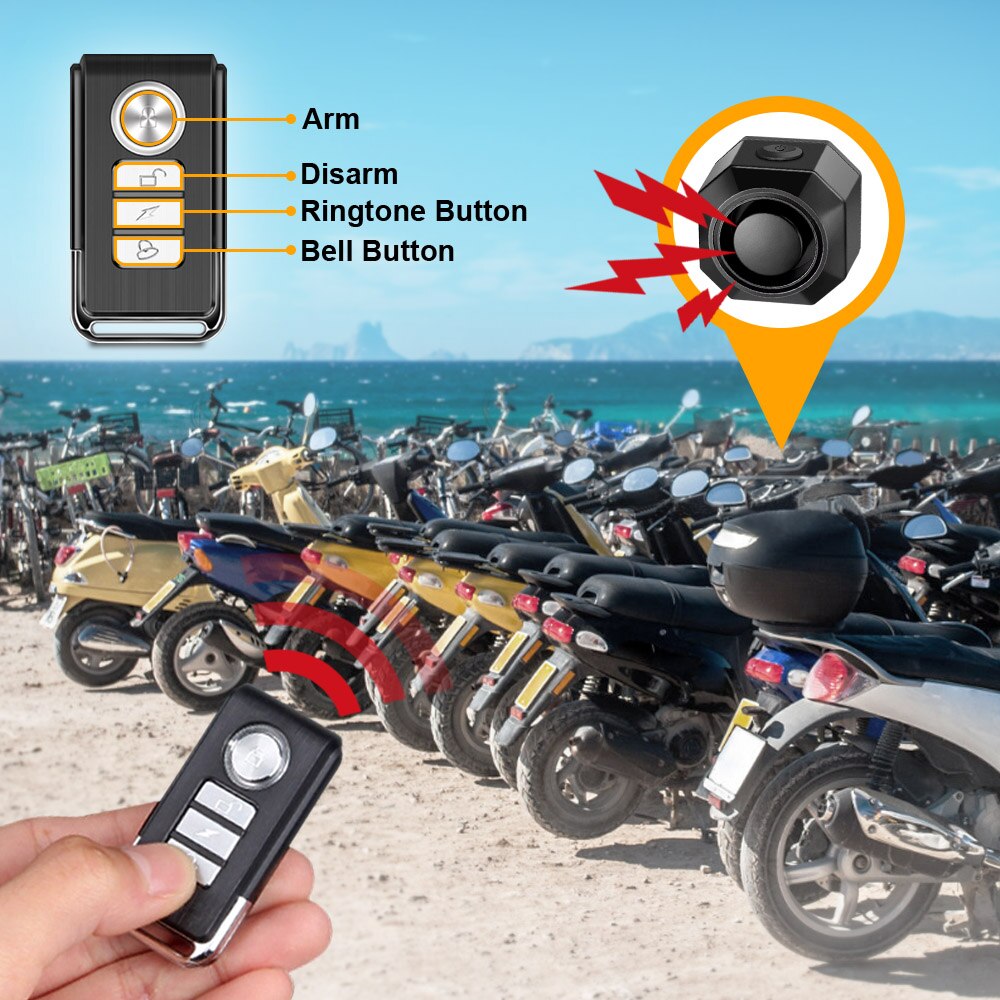 Wireless Waterproof Bike Alarm Remote Control Motorcycle Electric Bicycle Security Anti-theft Detector Alarm System USB Charging