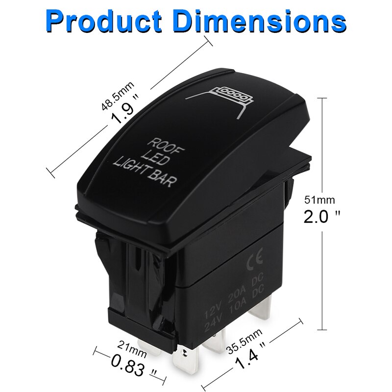 ADPOW 24V Car Boat Truck Lighted Toggle Switch 5pin ON-OFF Waterproof Led Car Boat Toggle Rocker Switch 12v