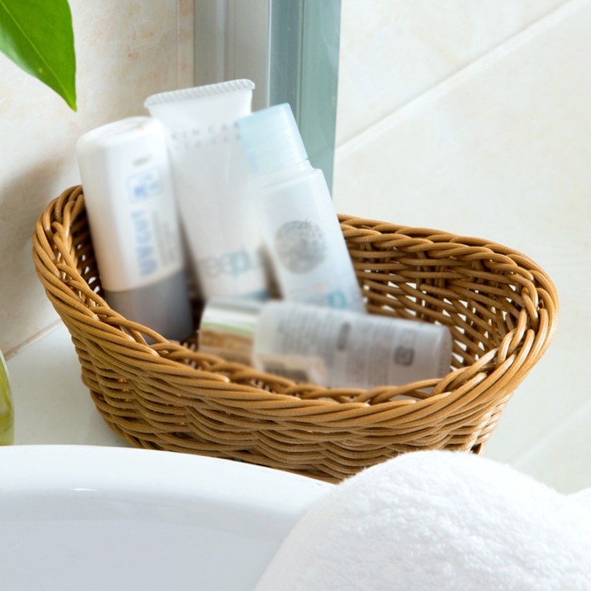 Plastic Wicker Storage Baskets Organizer Container Home and Bathroom Organization Baskets for Cosmetic, Toys, Breads, Tableware