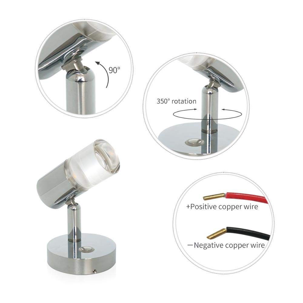 Adjustable 12/24V LED Caravan Spot Reading Light Touch Switch RV Camper Interior Light Car Lamp