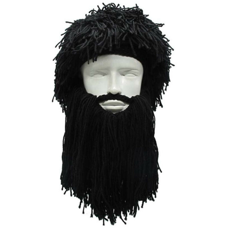 Nyeste mænd strik viking skæg huer vinter varm ski maske overskæg hue hue parykker cosplay diy huer