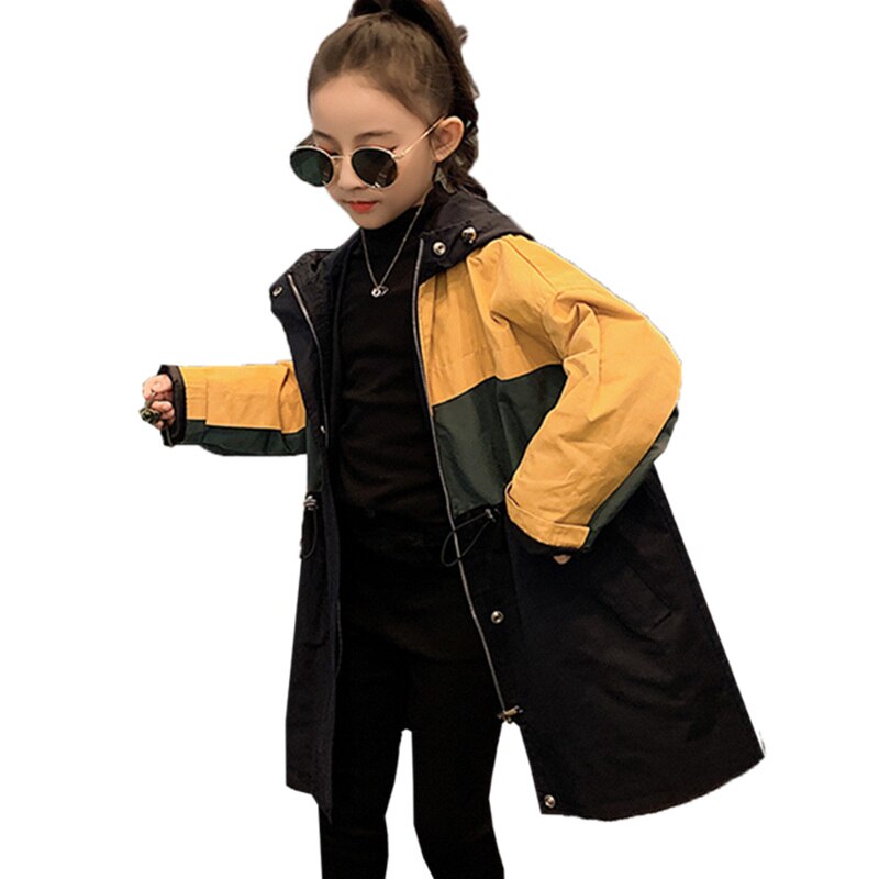 Vintage vindjacka för barn för flickor tonårshuvjackor barn snygga höst vinterkläder för tonåringar flicka trenchcoat: 9