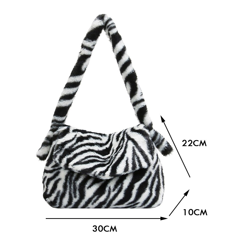 neue Herbst Winter Schulter Taschen Für Frauen Zebra Druck aufbringen Weichen Plüsch Crossbody-tasche Weibliche Warme Pelz Unterarm Taschen