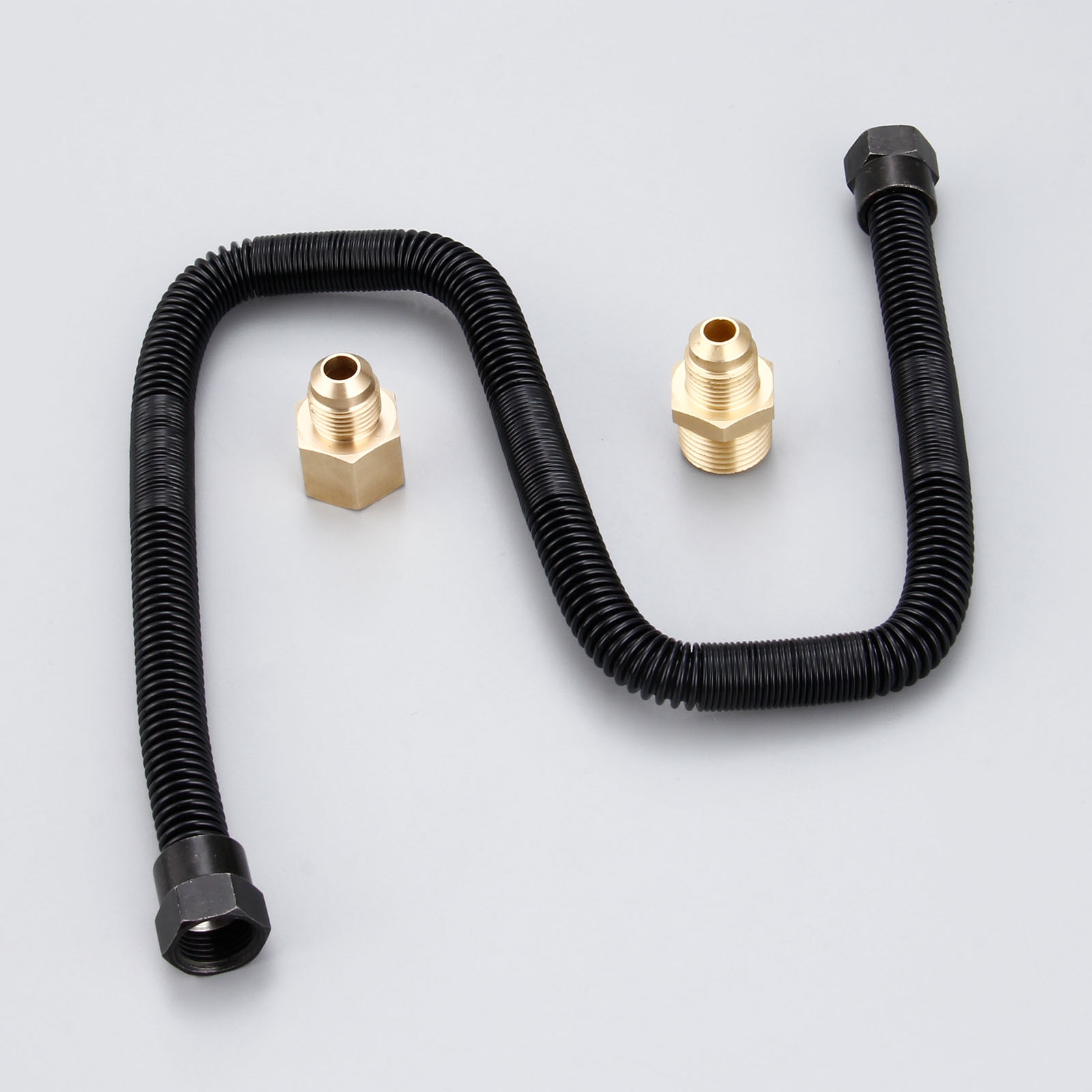 Non-Whistle 304 Stainless Steel Flexible Flex Gas Line 1/2inchx24inch for NG or LP Fire Pit Hose Connection Kit