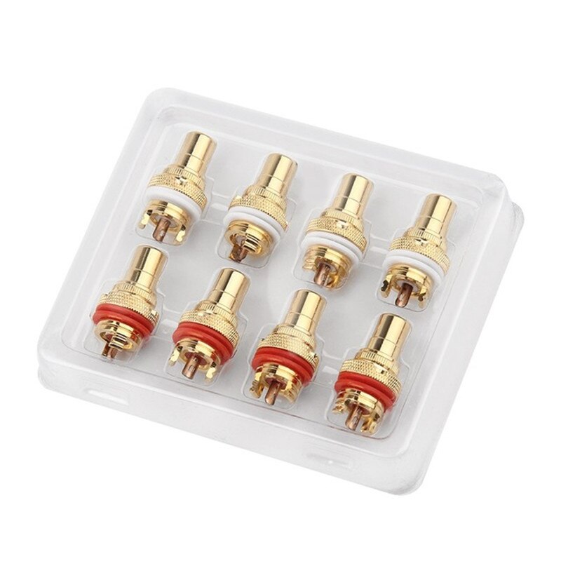 Rca-kontakt honhögtalarterminaler guld/rodiumpläterad koppar rca-uttag chassi cmc-kontakter audiojack hifi-adapterkontakt: Guldpläterad 1 låda