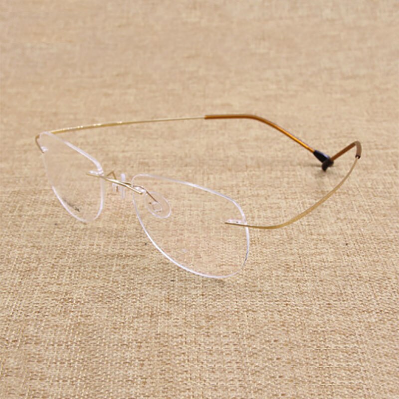 Mode Randloze Brillen Frame Optische Glazen Titanium Memory Alloy Recept Brillen voor Mannen en Vrouwen: Goud