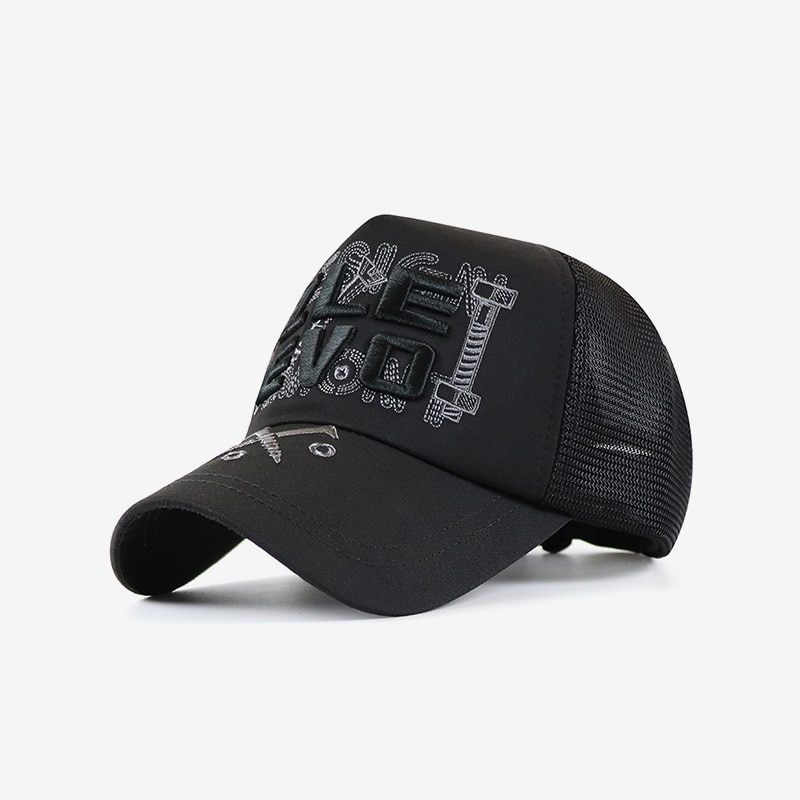 Casquette de camionneur pour hommes, casquette de soleil en polyester de grande taille, de bonne , à la , hip hop punk rock, casquette de baseball en maille, 56-62cm