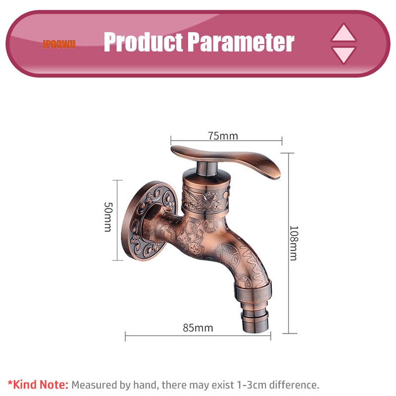 Antique Garden Faucet Wall Mount Zinc Alloy Bibcock Outdoor Mop Sink Decorative Tap Washing Machine Adapter Gold Faucets Grifos