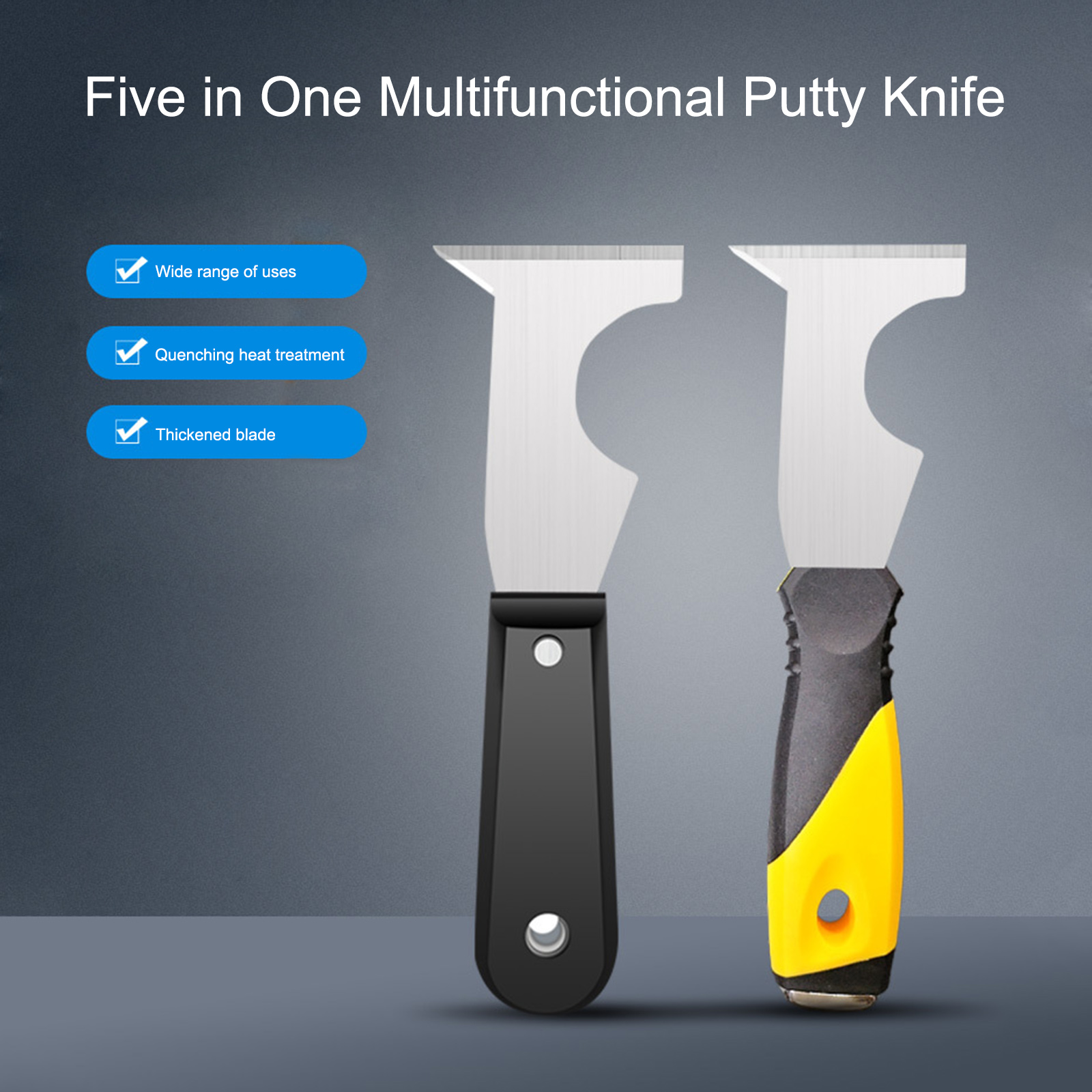 3 Inch Putty Knife 5 in 1 Paint Spackle Scraper Caulk Removal Tool for Wood Wallpaper Scraper Painters Construction Tools