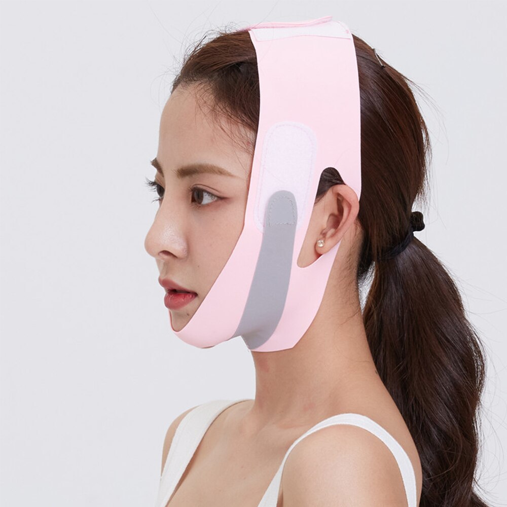 Åndbar opstrammende øjeblikkelig ansigtsløftmaske ansigtsløftningsværktøj hvid tynd og let 360 ° elasticitet ansigtsløftningsbandage: Type 3 lyserød