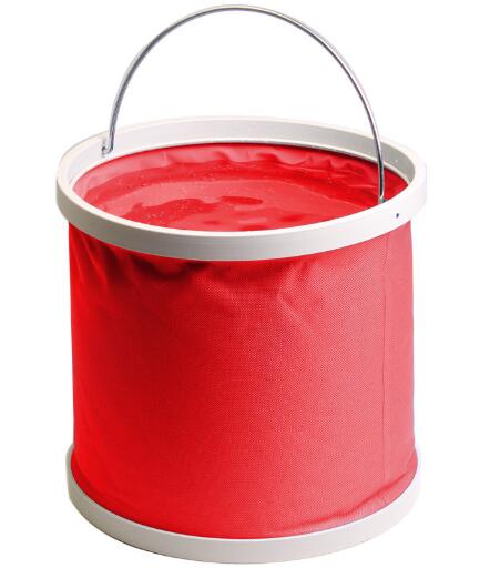 9L Folding Bucket Car Wash Bucket Outdoor Fishing Car Wash Telescopic Bucket Tool Protect The Car Paint: Red