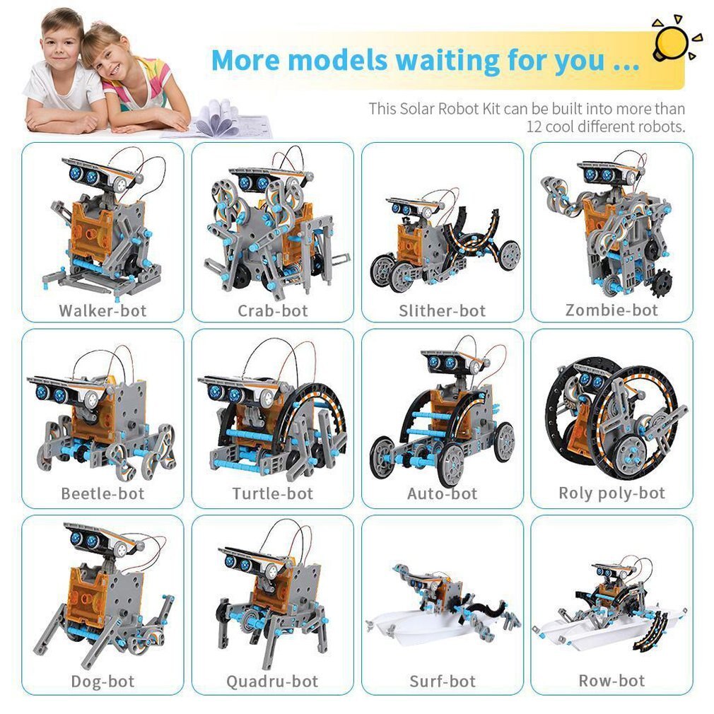 13-In-1 Solar Robot Toys Children'S Educational Diy Assembly Toys Solar Toy Car Intelligent Robot Assembly Toys