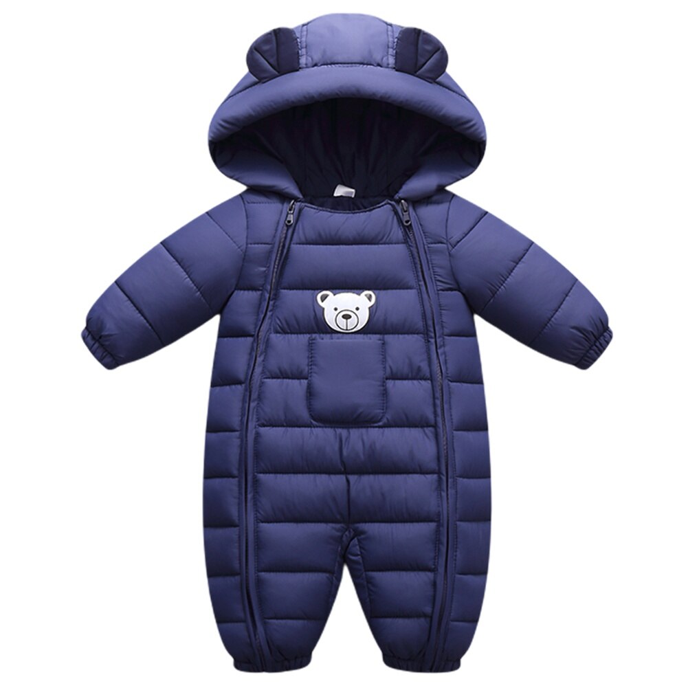 Bobora-ropa de una pieza para bebé, peleles con capucha de invierno, de algodón grueso cálido traje, mono, traje de nieve, ropa para niño: DL / 12 meses