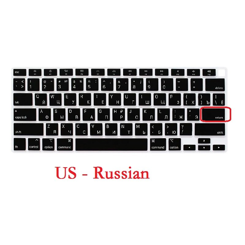Zachte Eu Ons Voor Macbook Air 13 A1932 Toetsenbord Cover Russische Taal Silicon Voor Macbook Air 13 Toetsenbord cover: A1932 US Black