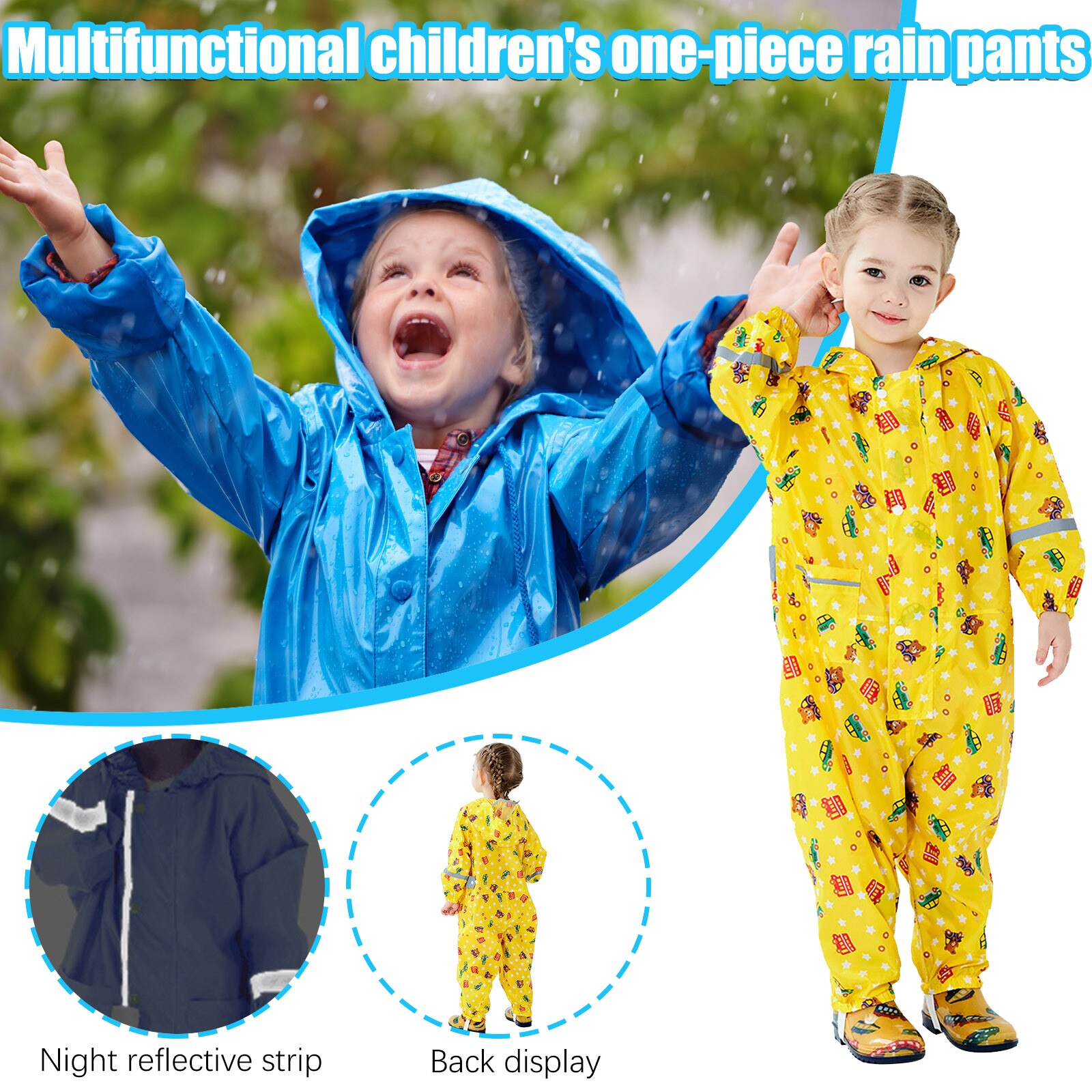 Kinderen Regenjas Kids Jongens Meisjes Waterdicht Jumpsuit Een Stuk Cartoon Auto Baby Regenkleding Wind En Waterdicht Regen Pak