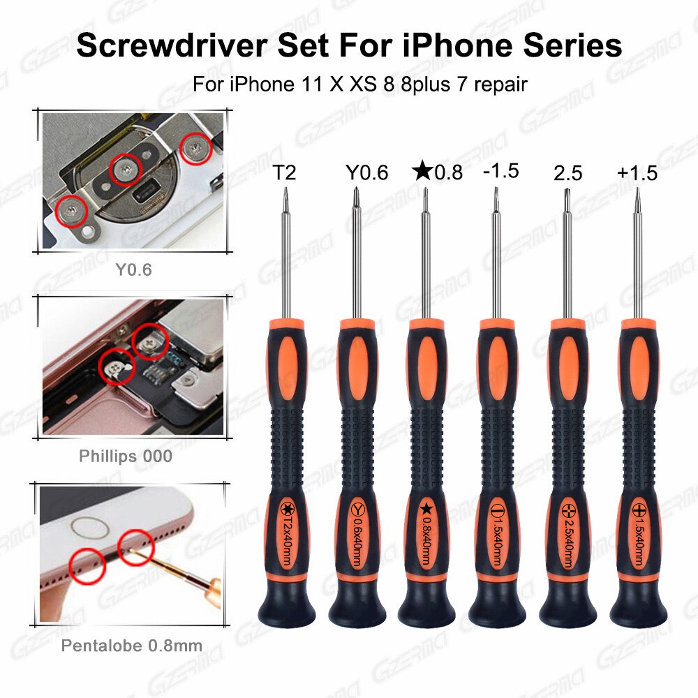 GZERMA-Kit de herramientas de reparación 19 en 1 para teléfono inteligente, juego de destornilladores para iPhone 12 Pro Max 11 8Plus 6s, herramientas manuales de reparación, bricolaje