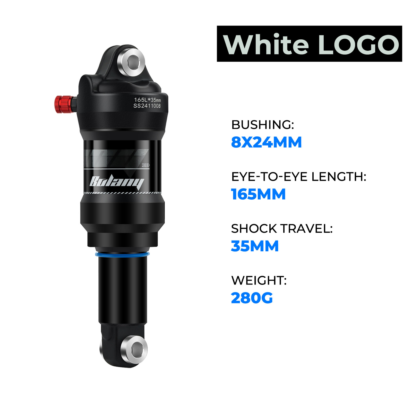 BOLANY MTB Air Rear Shocks Absorber 165x35mm 190x65mm Mountain Bike Air Suspension Absorber Hydraulic Shock Bike Parts Downhill: Red