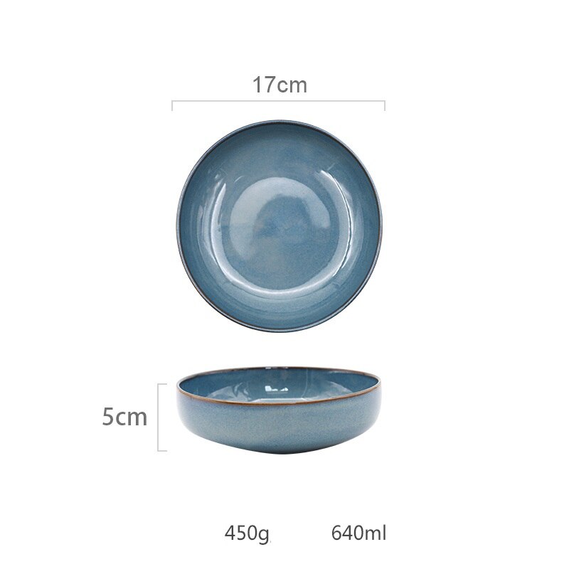 vicrays Keramische taartvorm om te bakken - 14 cm kleine taartborden diepe schotel ronde pot braadpan mini serveerschaal, magnetron veilig voor dessert appeltaart taart taart pizza set van 6, blauw