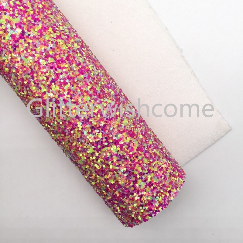 Sequin terwishcome 30X134CM mini rouleau rose jaune menthe mélangé paillettes cuir tissu vinyle pour nœuds, GM895B: Default Title