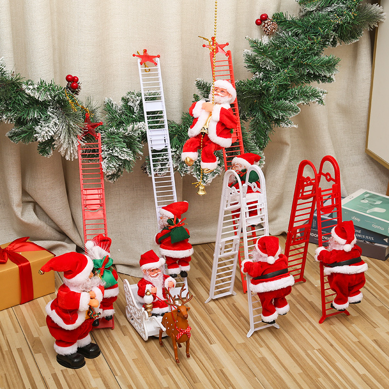 Weihnachten Baum Dekoration Santa Claus Elektrische Leiter Klettern Spielzeug Elch Musik Spielzeug Für freundlicher Party Weihnachten Frohes Neues Jahr