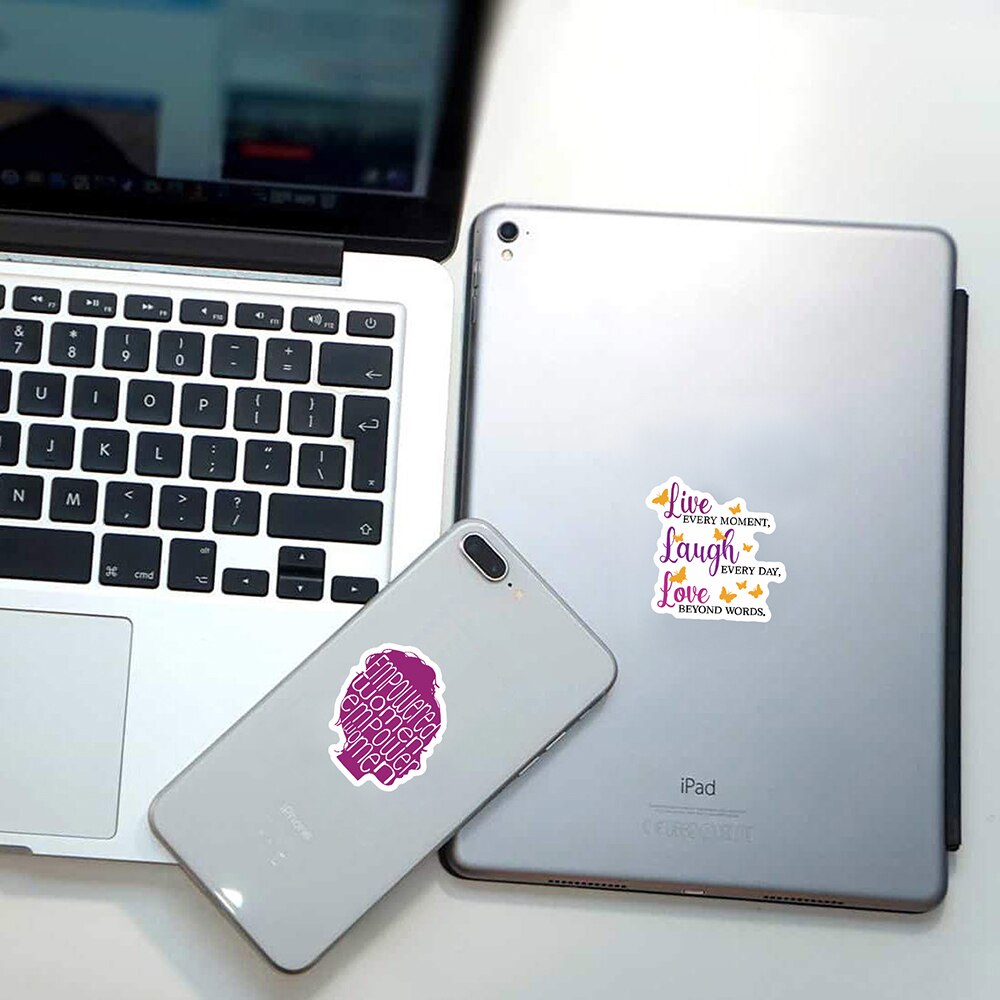 50Pcs/Set The Colorful Motivational Quotes Stickers With Proverbs Blessing Words Waterproof Stickers