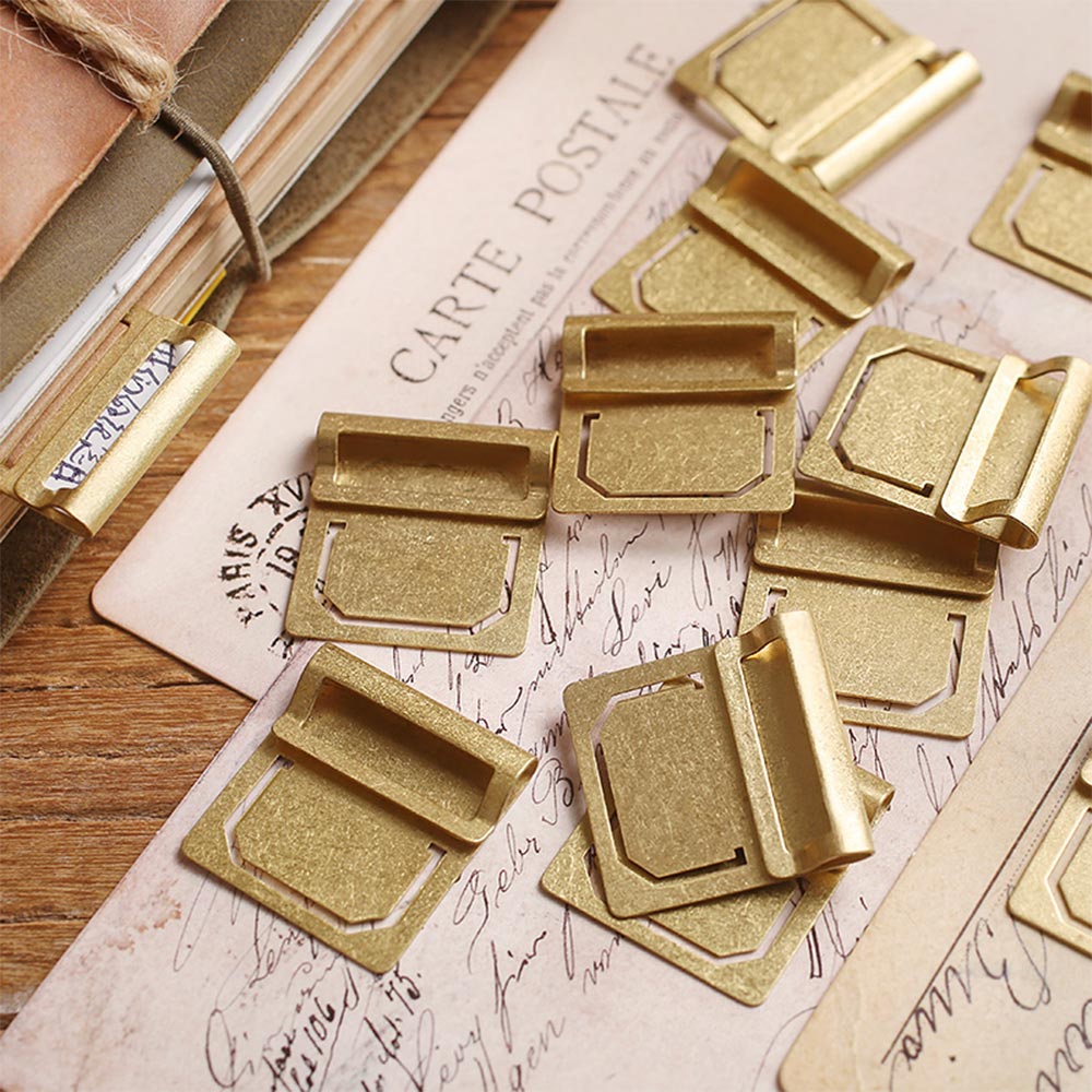 6 Pcs Brass Vintage Stationery Bookmark Index Clip Label Folder Handbook Book Metal Bookmark Holder Office School Students