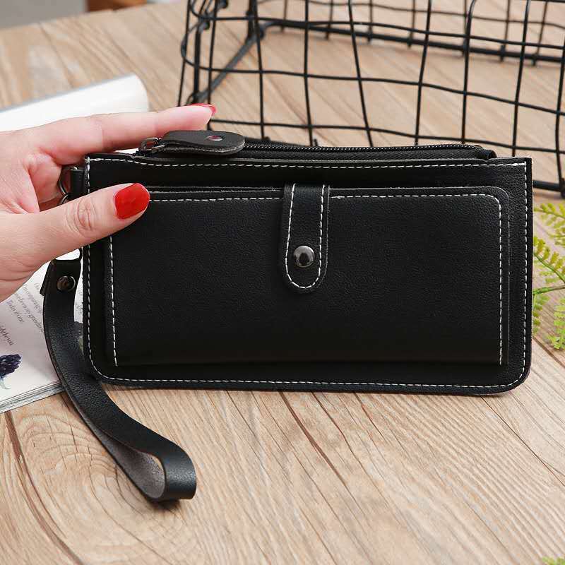 Style Women Casual Solid Clutch Long Wallet Purse Ladies Zipper Hasp Phone Card Holder