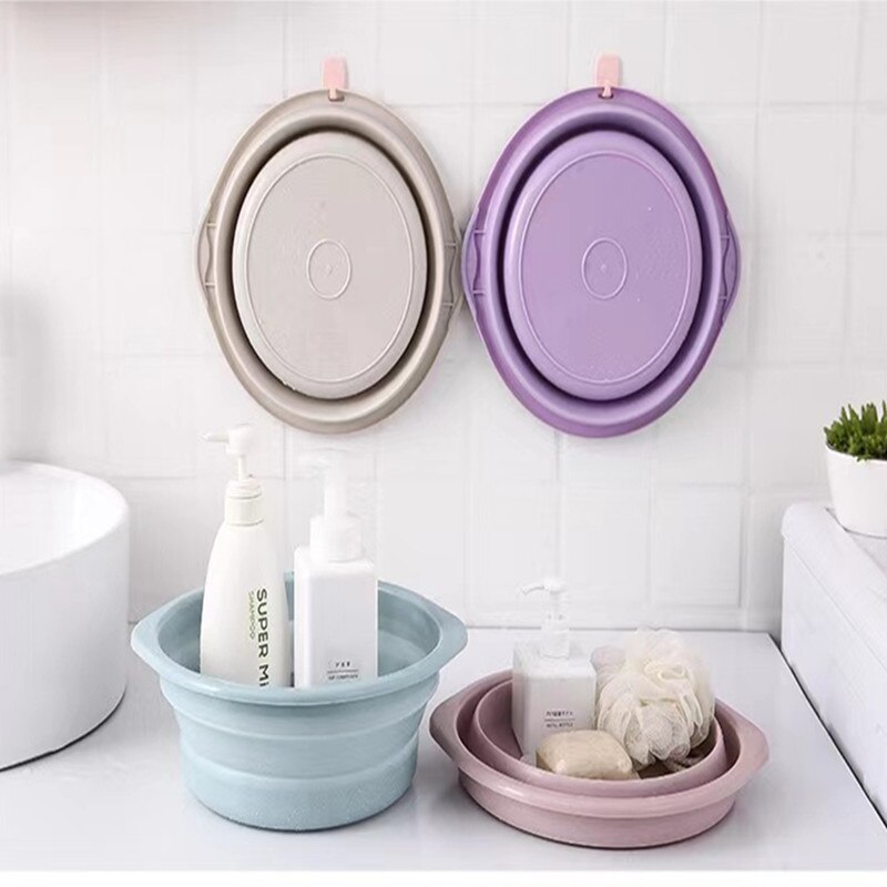 Portable Folding Bucket Camping Washbasin Basin Silicone Collapsible Fishing Car Wash Cleaning Supplies