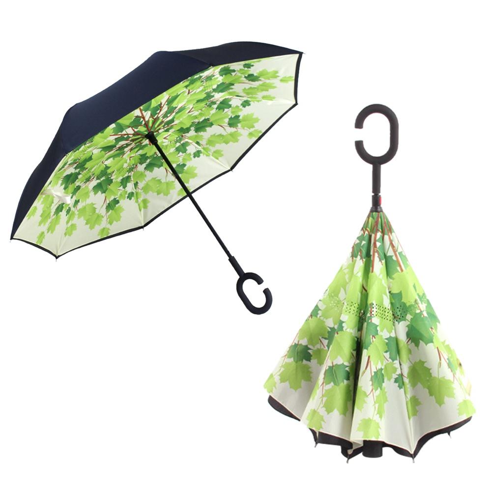 Inverteret dobbeltlags paraply, der kan foldes sammen, vindtæt uv-beskyttelse til bilens udendørs c-formede håndtag: G