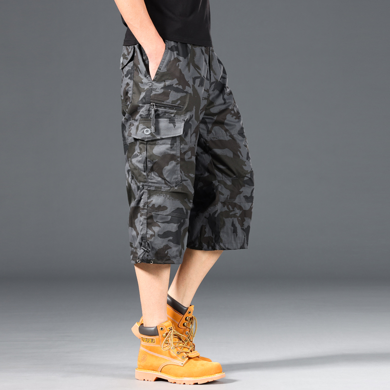Short d'été ample et décontracté pour hommes, tendance, taille élastique, grande taille, jogging en plein air, pantalon de survêtement multi-poches: 5XL / MULTI