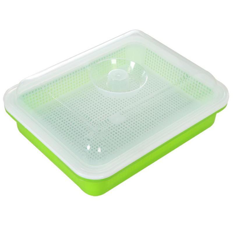 Green Seed Sprout Planting Plate With Cover Pea Bean Pot Wheatgrass Hydroponic Tray Sprouter Home Germination Seedling Syst M3X4: Default Title