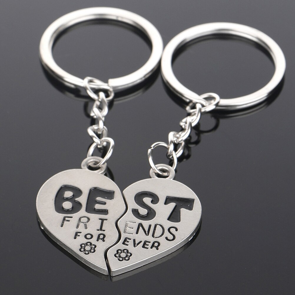 2Pcs/Pair Charm Best Friend Forever Keychains Zinc Alloy Car Key rings