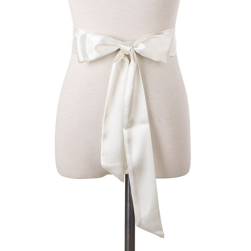 Classic Purple Pink Wedding Sash Simple Silk Ribbon Sash for Special Occasion Dress Burgundy Formal Satin Bridal Belt: White