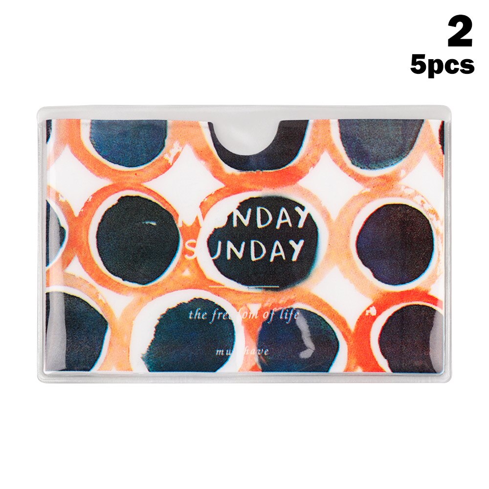 5 PCs Cute cartoon student bank credit card protective cover PVC translucent frosted card holder Protector Case for girls: 2