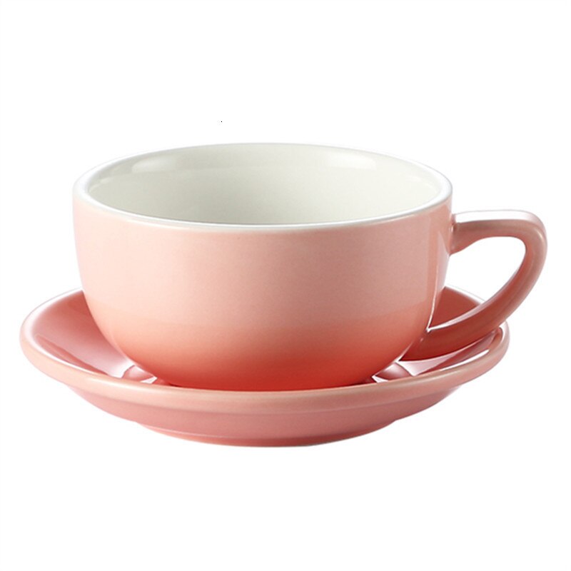 Ceramic Coffee Cup Saucers Copos Restaurant Espresso Cappuccino Latte Art Mug Afternoon Tea Black Tea Cup 350CC Big Capacity: pink