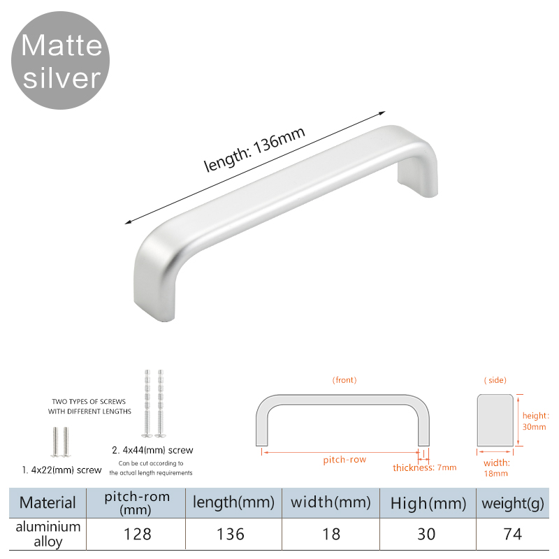 Minimalistisch modern meubilair kastdeur lade lange handgrepen voor badkamerkast zwarte aluminiumlegering: Oranje