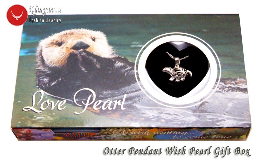 Qingmos życzenie Pearl 20*24mm wydra klatka Chokers naszyjnik dla kobiet i modny Oyster miłość perła wisiorek i naszyjnik Chain-who3658: Otter