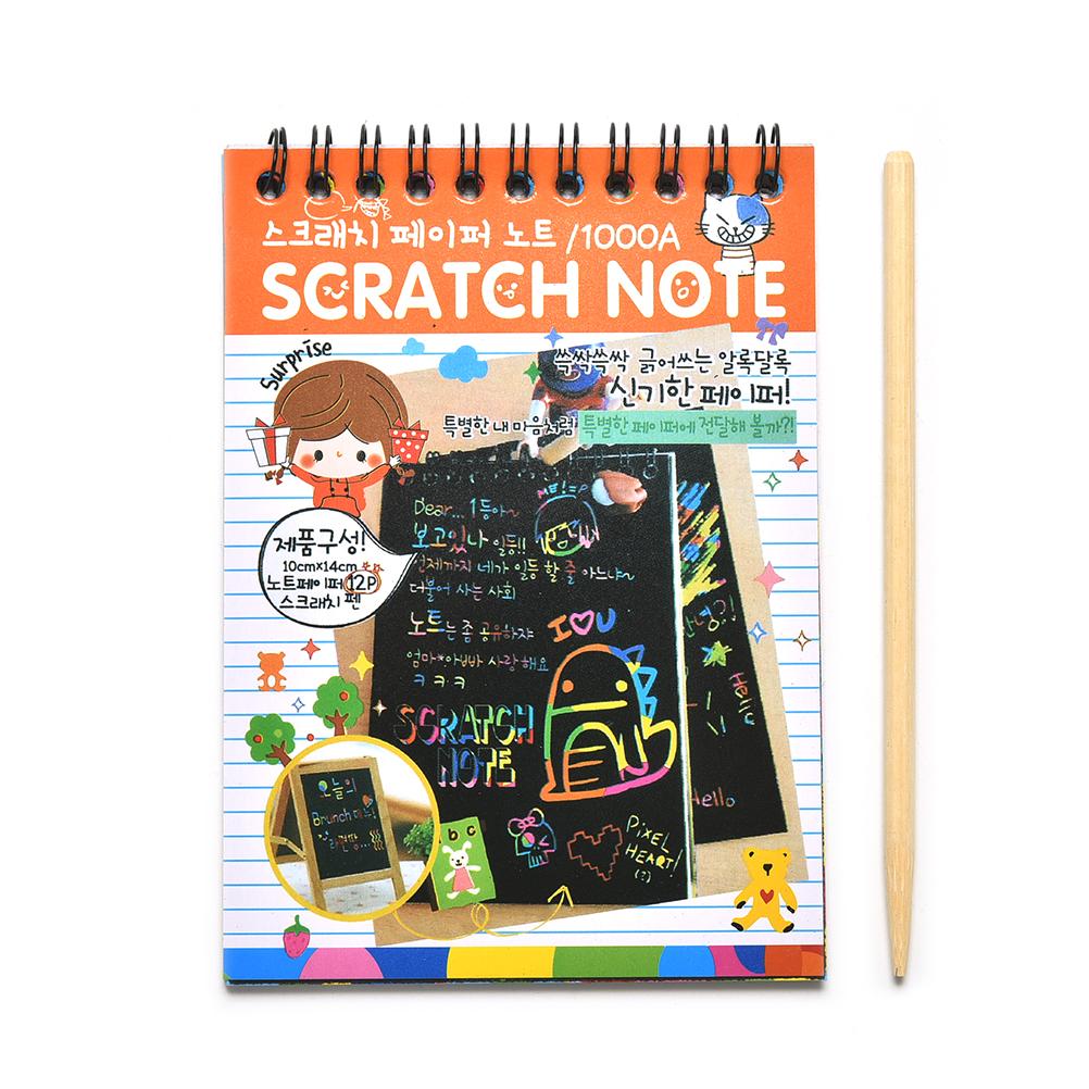 1 PC rasguño Nota de cartón negro DIY de dibujar notas de bosquejo de juguete para niños suministros escolares de cuaderno de papelería