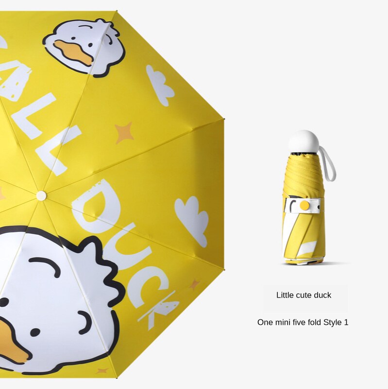Mini Paraguas portátil para mujer, sombrilla pequeña de bolsillo, Anti UV de sol, luz de lluvia de viaje, Paraguas plegable bonito para niño y niña: Amarillo