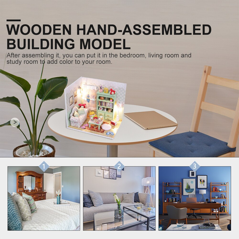 1pc Entzückende Holz handgefertigt Miniatur Bausatz DIY Haus Gebäude Modell Miniatur Haus für Wohnkultur freundlicher freundlicher