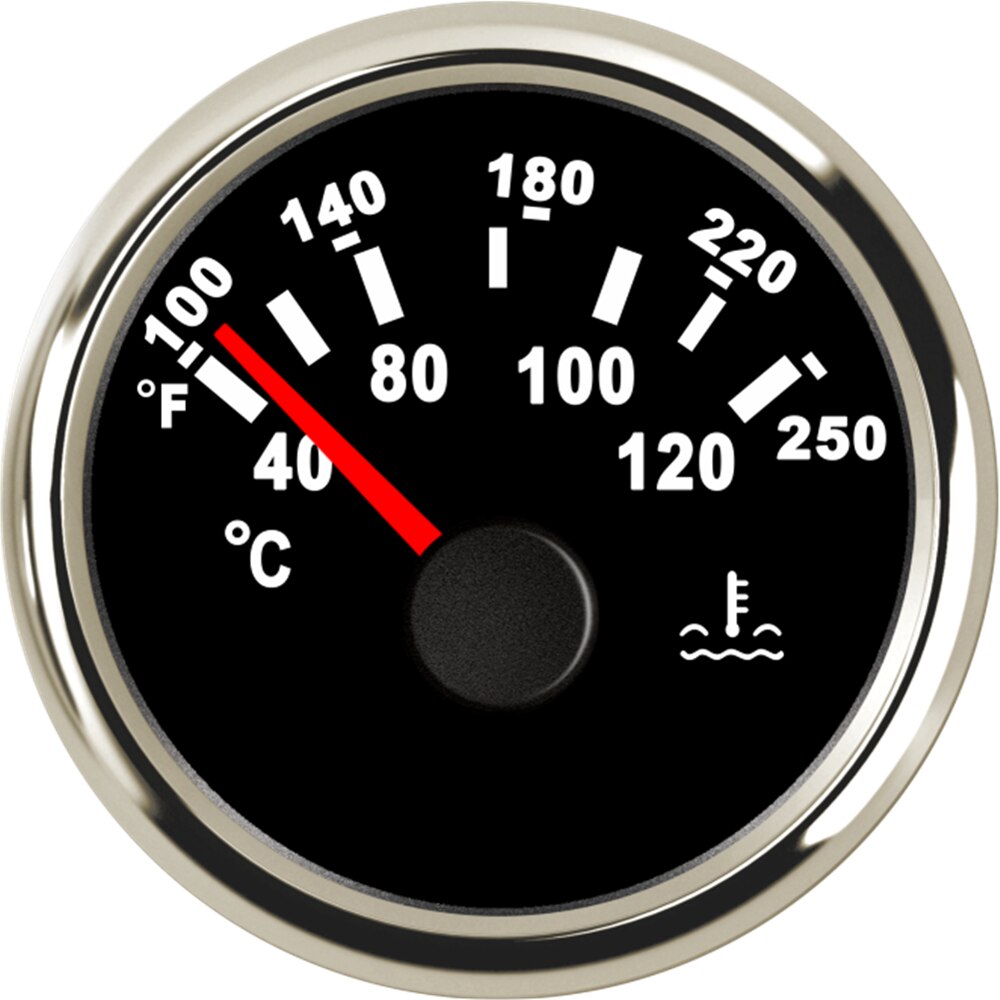 1 Pc 52 Mm Pointer Water Temp Meters 40-120 ℃ Water Temperatuur Meter 287.4 ~ 22.4ohm 100-250 Fahrenheit Graden Voor Auto Boot Truck: black BS